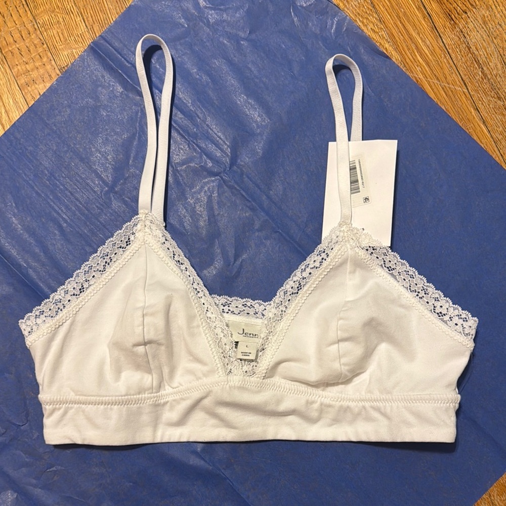Jenni Intimates White Lace Trim Bralette